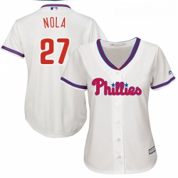 Womens Majestic Philadelphia Phillies 27 Aaron Nola Replica Cream Alternate Cool Base MLB Jersey