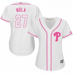 Womens Majestic Philadelphia Phillies 27 Aaron Nola Replica White Fashion Cool Base MLB Jersey