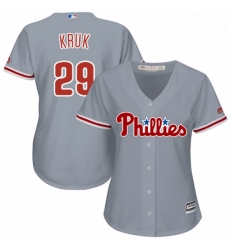 Womens Majestic Philadelphia Phillies 29 John Kruk Replica Grey Road Cool Base MLB Jersey