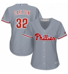 Womens Majestic Philadelphia Phillies 32 Steve Carlton Authentic Grey Road Cool Base MLB Jersey