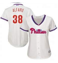 Womens Majestic Philadelphia Phillies 38 Jorge Alfaro Replica Cream Alternate Cool Base MLB Jersey 