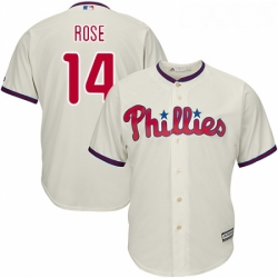 Youth Majestic Philadelphia Phillies 14 Pete Rose Authentic Cream Alternate Cool Base MLB Jersey