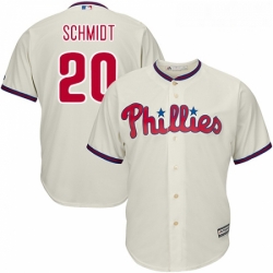 Youth Majestic Philadelphia Phillies 20 Mike Schmidt Authentic Cream Alternate Cool Base MLB Jersey