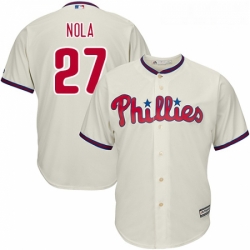 Youth Majestic Philadelphia Phillies 27 Aaron Nola Replica Cream Alternate Cool Base MLB Jersey