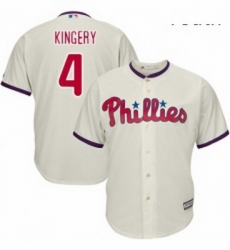 Youth Majestic Philadelphia Phillies 4 Scott Kingery Authentic Cream Alternate Cool Base MLB Jersey 