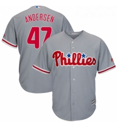 Youth Majestic Philadelphia Phillies 47 Larry Andersen Replica Grey Road Cool Base MLB Jersey