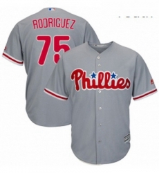 Youth Majestic Philadelphia Phillies 75 Francisco Rodriguez Replica Grey Road Cool Base MLB Jersey 