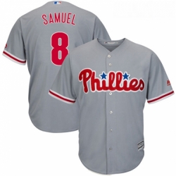 Youth Majestic Philadelphia Phillies 8 Juan Samuel Authentic Grey Road Cool Base MLB Jersey