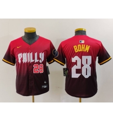 Youth Philadelphia Phillies 28 Alec Bohm Red 2024 City Connect Limited Stitched Baseball Jersey 5