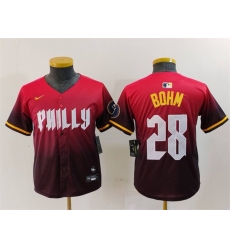 Youth Philadelphia Phillies 28 Alec Bohm Red 2024 City Connect Limited Stitched Baseball Jersey