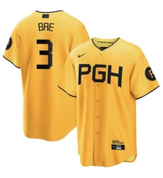 Men Pittsburgh Pirates Ji Hwan Bae #3 Gold 2023 City Connect Flex Base Stitched Jersey