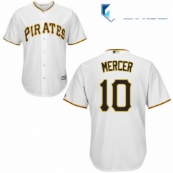 Mens Majestic Pittsburgh Pirates 10 Jordy Mercer Replica White Home Cool Base MLB Jersey 