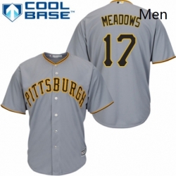 Mens Majestic Pittsburgh Pirates 17 Austin Meadows Replica Grey Road Cool Base MLB Jersey 