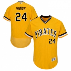 Mens Majestic Pittsburgh Pirates 24 Barry Bonds Gold Alternate Flex Base Authentic Collection MLB Jersey