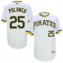 Mens Majestic Pittsburgh Pirates 25 Gregory Polanco White FlexBase Authentic Collection MLB Jersey