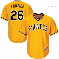 Mens Majestic Pittsburgh Pirates 26 Adam Frazier Replica Gold Alternate Cool Base MLB Jersey 