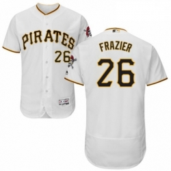 Mens Majestic Pittsburgh Pirates 26 Adam Frazier White Home Flex Base Authentic Collection MLB Jersey