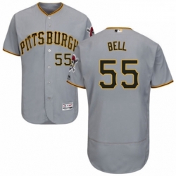 Mens Majestic Pittsburgh Pirates 55 Josh Bell Grey Road Flex Base Authentic Collection MLB Jersey