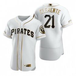 Pittsburgh Pirates 21 Roberto Clemente White Nike Mens Authentic Golden Edition MLB Jersey