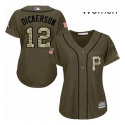 Womens Majestic Pittsburgh Pirates 12 Corey Dickerson Authentic Green Salute to Service MLB Jersey 