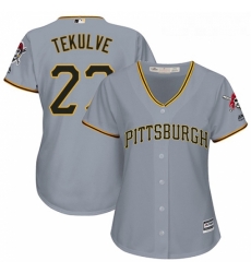 Womens Majestic Pittsburgh Pirates 27 Kent Tekulve Replica Grey Road Cool Base MLB Jersey