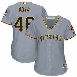 Womens Majestic Pittsburgh Pirates 46 Ivan Nova Replica Grey Road Cool Base MLB Jersey 