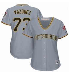 Womens Majestic Pittsburgh Pirates 73 Felipe Vazquez Replica Grey Road Cool Base MLB Jersey 