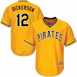 Youth Majestic Pittsburgh Pirates 12 Corey Dickerson Replica Gold Alternate Cool Base MLB Jersey 