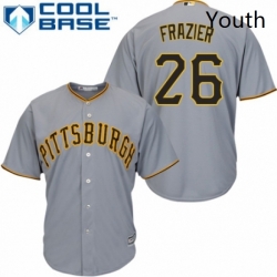 Youth Majestic Pittsburgh Pirates 26 Adam Frazier Replica Grey Road Cool Base MLB Jersey 