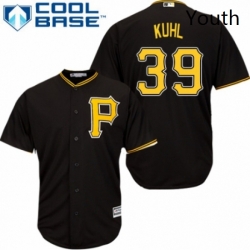 Youth Majestic Pittsburgh Pirates 39 Chad Kuhl Replica Black Alternate Cool Base MLB Jersey 