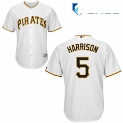 Youth Majestic Pittsburgh Pirates 5 Josh Harrison Replica White Home Cool Base MLB Jersey