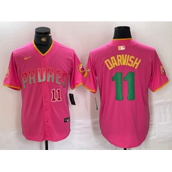 Men San Diego Padres 11 Yu Darvish Pink Cool Base Stitched Baseball Jersey 1