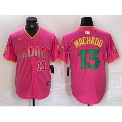 Men San Diego Padres 13 Manny Machado Pink Cool Base Stitched Baseball Jersey 1