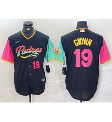 Men San Diego Padres 19 Tony Gwynn Black City Connect Cool Base Stitched Baseball Jersey 9