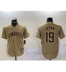 Men San Diego Padres  19 Tony Gwynn Tan Cool Base Stitched Baseball Jersey 1