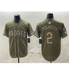 Men San Diego Padres  2 Xander Bogaerts Olive 2026 Armed Forces Day Stitched Baseball Jersey