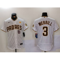 Men San Diego Padres 3 Jackson Merrill white Cool Base Stitched Baseball Jersey 006