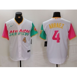 Men San Diego Padres 4 Luis Arraez White City Connect Cool Base Stitched Baseball Jersey 2