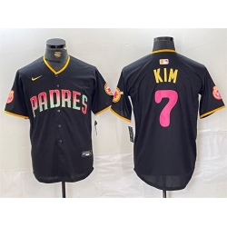 Men San Diego Padres 7 Ha Seong Kim Black Cool Base Stitched Baseball Jersey