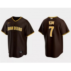 Men San Diego Padres 7 Ha Seong Kim Brown Cool Base Stitched Jersey
