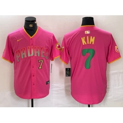 Men San Diego Padres  7 Ha Seong Kim Pink Cool Base Stitched Baseball Jersey 2