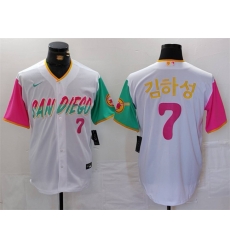 Men San Diego Padres 7  Ha-seong Kim White City Connect Cool Base Stitched Baseball Jersey