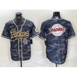 Men San Diego Padres Blank Gray Camo Cool Base Stitched Baseball Jersey 6