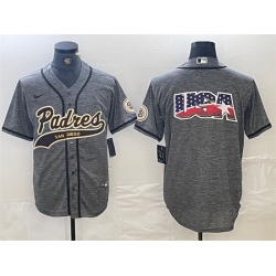 Men San Diego Padres Gray Team Big Logo Cool Base Stitched Baseball Jersey 2