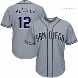 Mens Majestic San Diego Padres 12 Chase Headley Replica Grey Road Cool Base MLB Jersey 