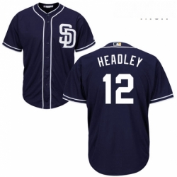 Mens Majestic San Diego Padres 12 Chase Headley Replica Navy Blue Alternate 1 Cool Base MLB Jersey 