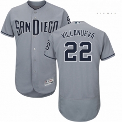 Mens Majestic San Diego Padres 22 Christian Villanueva Authentic Grey Road Cool Base MLB Jersey 