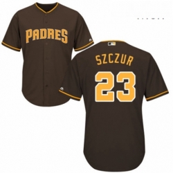 Mens Majestic San Diego Padres 23 Matt Szczur Replica Brown Alternate Cool Base MLB Jersey 