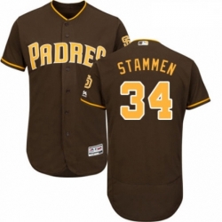 Mens Majestic San Diego Padres 34 Craig Stammen Brown Alternate Flex Base Authentic Collection MLB Jersey