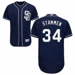 Mens Majestic San Diego Padres 34 Craig Stammen Navy Blue Alternate Flex Base Authentic Collection MLB Jersey